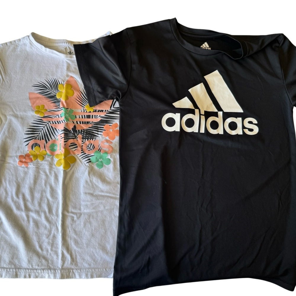 Adidas Kids' size M Black and White Floral Tees